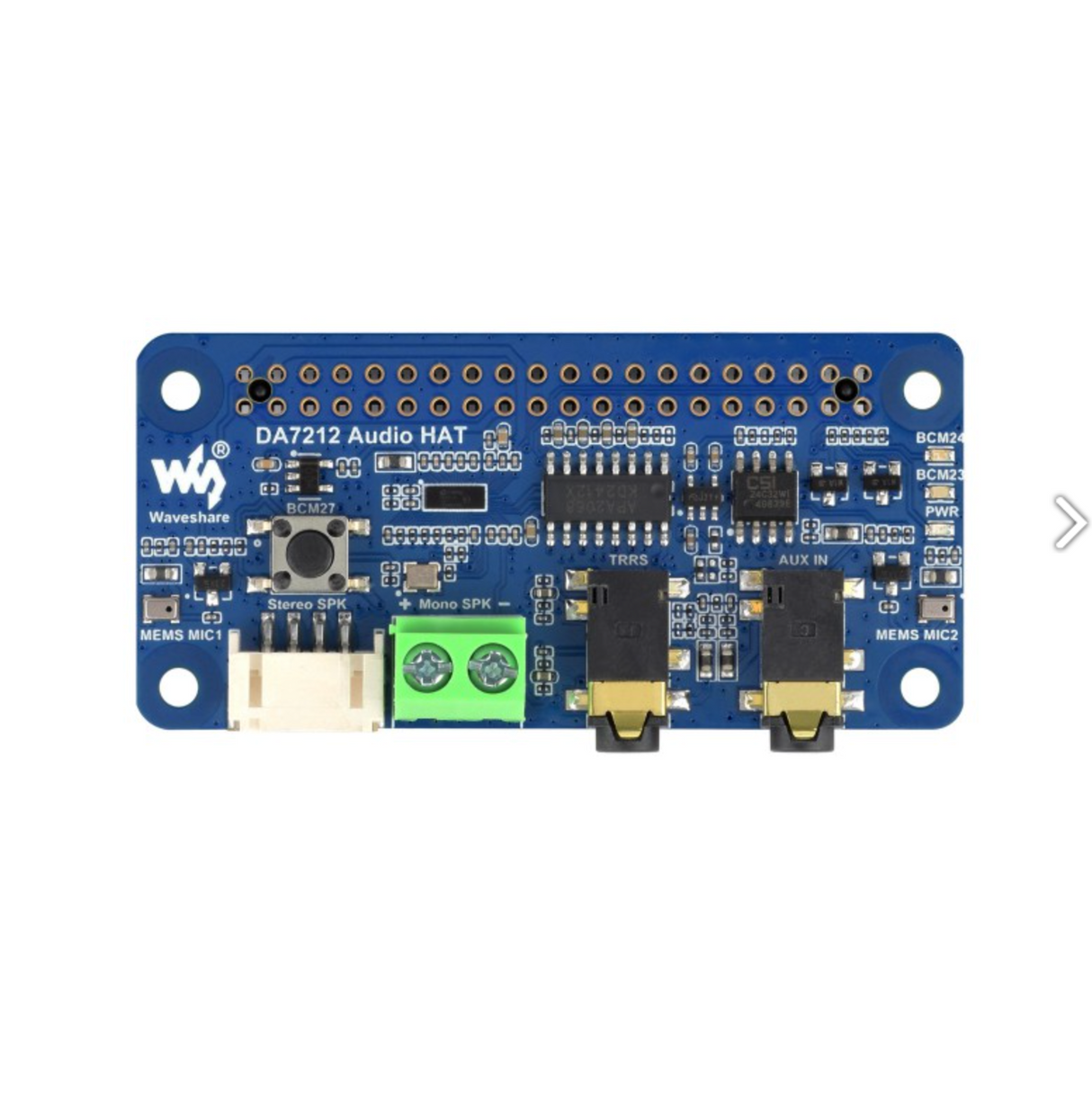 DA7212 I2S Audio Board For Raspberry Pi, Stereo Encoding/Decoding, Onboard Dual Microphones