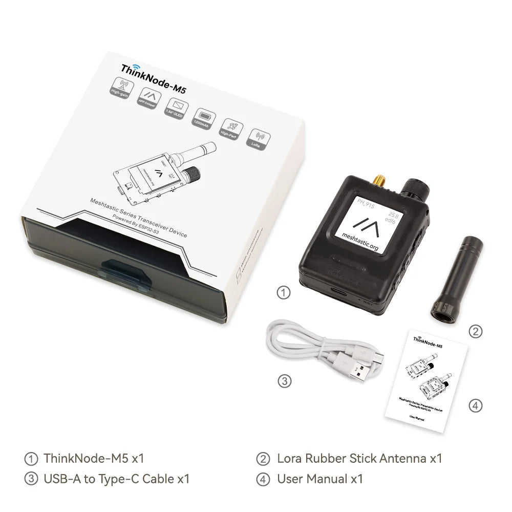 ThinkNode M5 Walkie-Talkie Pro- Meshtastic (LoRa) Signal Transceiver |ESP32-S3 | 1.54” Screen | GPS Function-915 MHz
