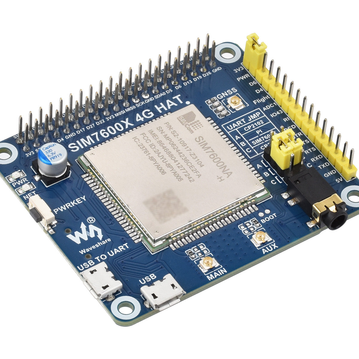 Raspberry Pi 4G HAT SIM7600NA-H – LTE Cat-4, GNSS, North America – Pi ...