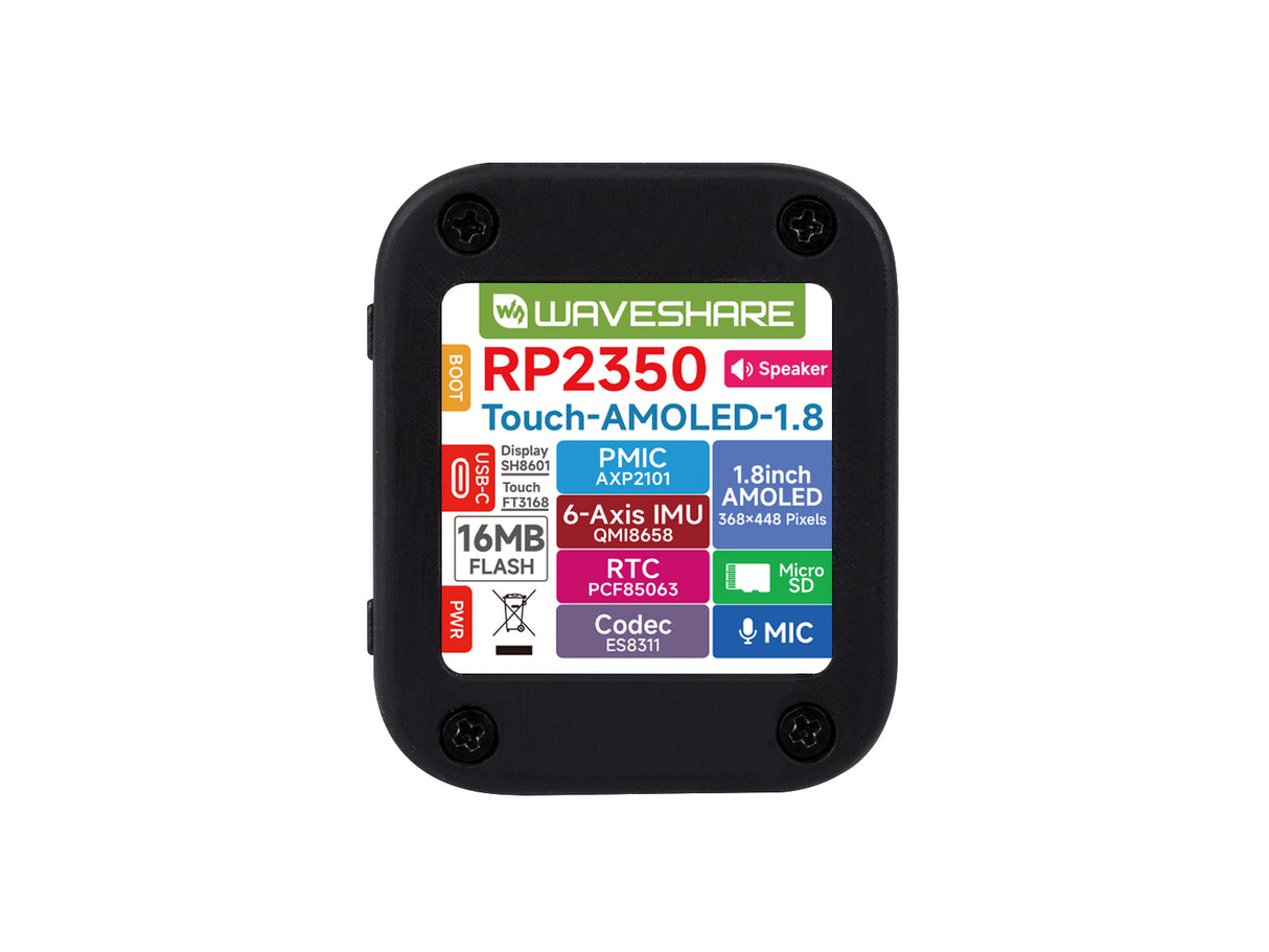 RP2350 1.8" AMOLED Touch Development Board – 368x448, QSPI, Accelerometer & Gyroscope