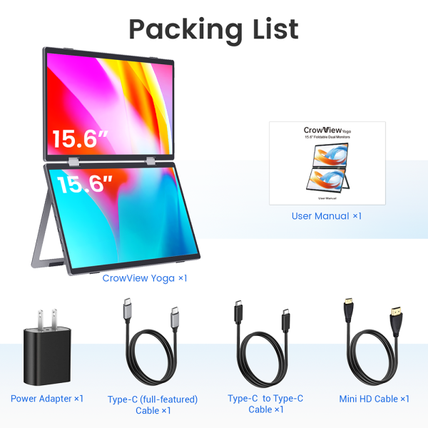 CrowView Yoga 15.6" Dual Screen Portable Monitor