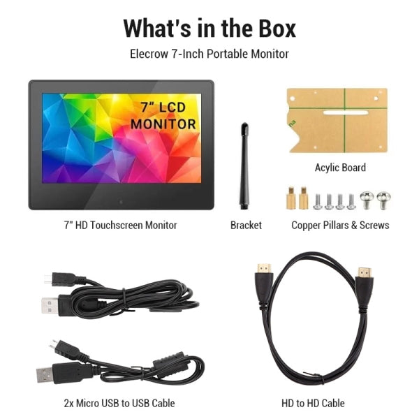 7 Inch 1024x600 Raspberry Pi Monitor Touchscreen Capacitive IPS Display with Built-in Speaker & Stand