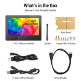 7 Inch 1024x600 Raspberry Pi Monitor Touchscreen Capacitive IPS Display with Built-in Speaker & Stand