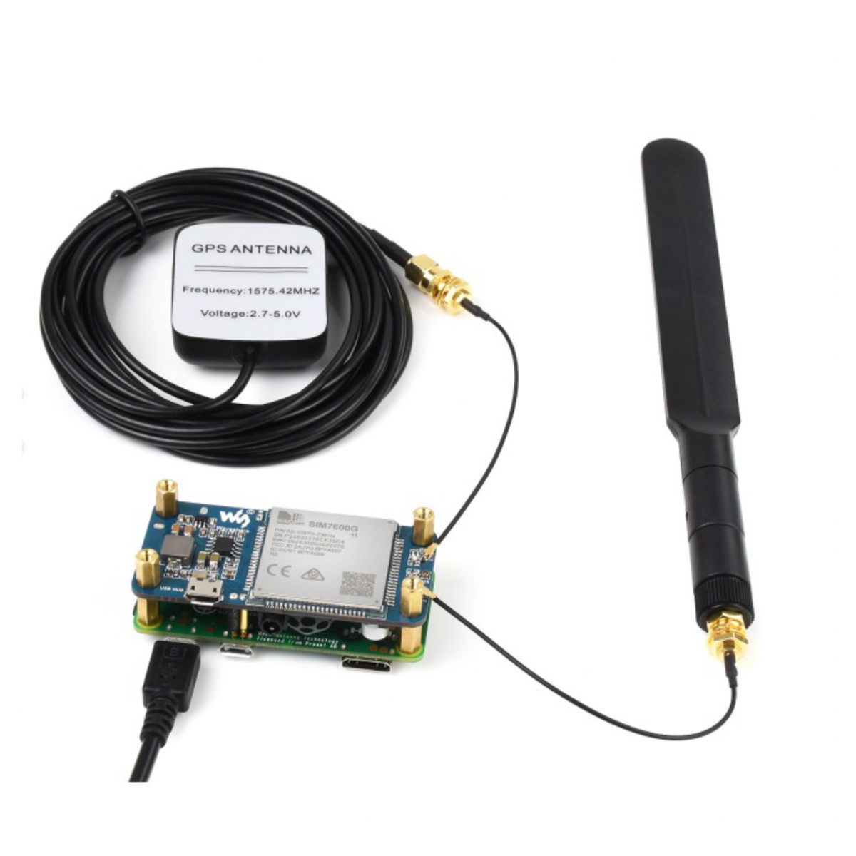 SIM7600G-H 4G HAT (B) for Raspberry Pi, LTE Cat-4 4G / 3G / 2G Support ...